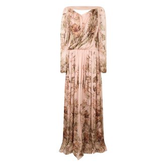 Alberta Ferretti Elegant Long Dress with Flowing Sleeves - female - Alberta Ferretti - Maxi Dresses - Multicolor - S - Dresses