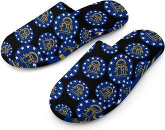 Generic Georgia Flag Mens Cotton Slippers Memory Foam Comfort House Shoes Winter Indoor Slipper for Hotel Casa Spa