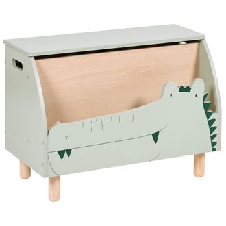 Beliani Ba&uacute;l Para Juguetes De Mdf Patas De Madera De Caucho Con Tapa Y Estante Almacenaje Infantil Verde Claro Tilba
