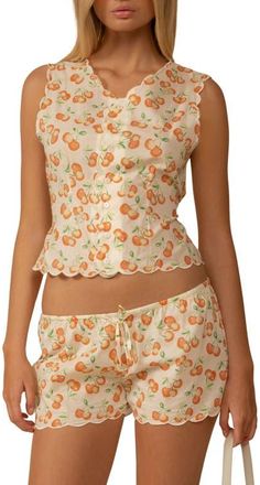 Montce Swim Cherry Sherbet Scalloped Crop Cotton Cover-Up Vest at Nordstrom, Size X-Small