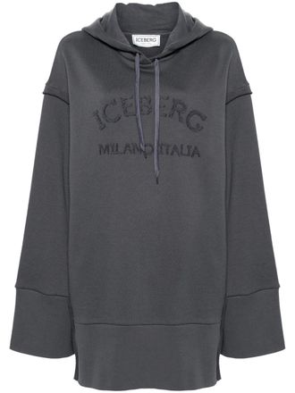 Iceberg logo-embroidered mini dress - women - Cotton - S - Grey