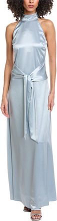 Toccin Jocelyn Tie- Front Silky Satin Maxi Dress