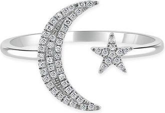 Sabrina Designs 14K 0.14 Ct. Tw. Diamond Open Moon & Star Ring