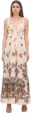 Sabina Mus&aacute;yev Bloemenprint Maxi Jurk - Dames - Maxi kleedjes - Wit - S - Nylon - Kleedjes