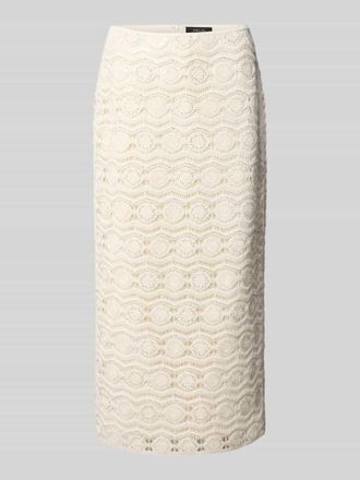 Marc Cain Straight Fit Midirock in Allover-H&auml;kel-Optik in Sand, Gr&ouml;&szlig;e 34