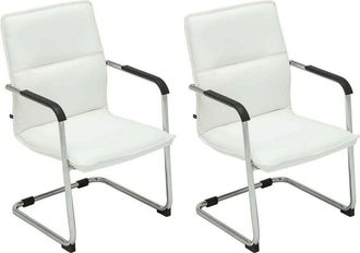 Clp Set di 2 sedie cantilever Seattle in similpelle bianco