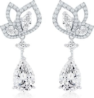 Suzy Levian Sterling Silver Gala Firework White Pear Shape Cubic Zirconia Drop Earrings