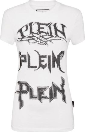 Philipp Plein T-shirt Ronde Hals Pure Fit Crystal - Dames - T-shirts - Wit - S - Katoen - Tops