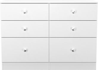 Lewis's Yarmouth 6 Drawer Midi Chest in White & White Matt - Ready Assembled - Lewiss Home | TJ Hughes