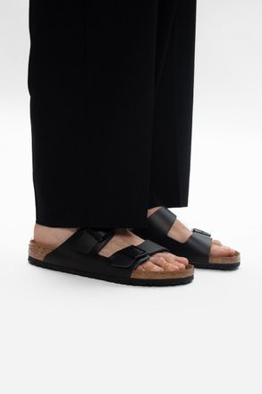 Birkenstock Arizona BS Leather Slides, Mens, Black