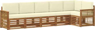 vidaXL Conjunto De Sof&aacute;s De Exterior 5 Uds. Natural Y Crema Vidaxl