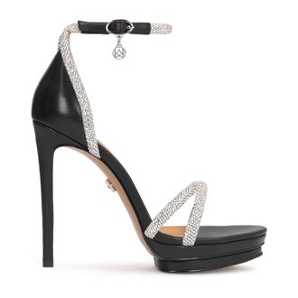 Kazar Schoenen, Dames, Zwart, 37 EU, Leer, Verhoogde Platform Zwarte Leren Sandalen