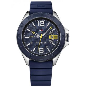 Tommy Hilfiger Mens Watch 1791204 with Blue Dial and Silicone Band - Navy - One Size
