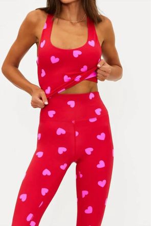 Beach Riot Yara Top In Royal Red Hearts