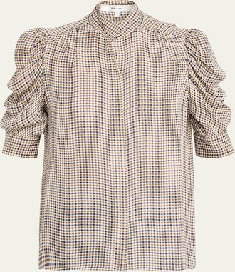 Frame Denim The Houndstooth Silk Blouse