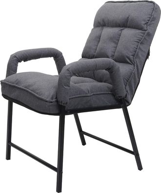 Hhg Hhg - Nunca Usado] Silla De Comedor 127, Silla Tapizada, 160 Kg De Capacidad De Carga Respaldo Regulable Metal, Tela/textil Gris Oscuro