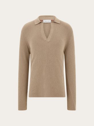 Ferragamo Men Long sleeve polo shirt Beige