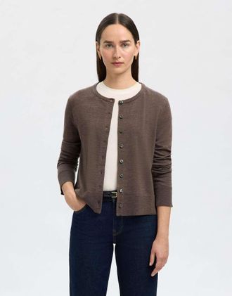 Selected Cardigan in maglia color delicioso-Marrone