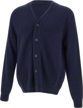 Paul Smith Cardigans, male, Blue, Size: XL Merino Wool Cardigan, V-Neck, Contrasting Buttons