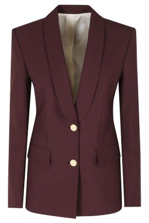 Alberta Ferretti Red Tropical Wool Gold Buttons Viscose-Blend Blazer