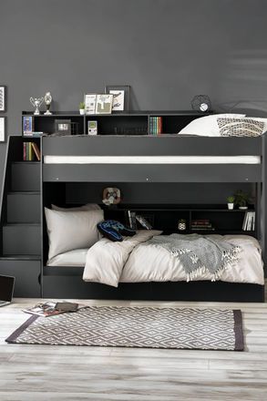 Julian Bowen Camelot Staircase Bunk Bed in Black | Size: Single