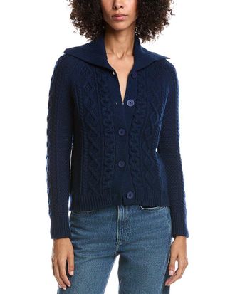 Forté Cashmere Wool & Cashmere-Blend Luxe Cable Cardigan