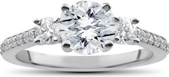 Pompeii3 1 1/4 ct Round Diamond 3-Stone Lab Created Eco Friendly Engagement Ring White Gold