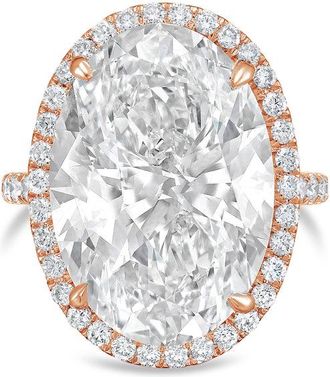Diana M. Jewels 18kt rose gold 8ct lab grown Oval Diamond Halo Pav&eacute; Ring