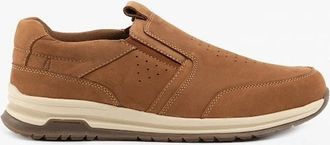 Hush Puppies Mens Hush Puppies COLE Mens Leather Slip-On Trainers Tan - Brown - Size: 10