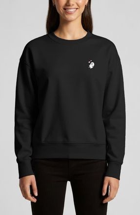 Dalix Heartly Ghost Relaxed Fleece Crewneck Sweatshirt in Black at Nordstrom, Size Xx-Large