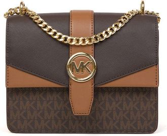 Michael Kors Womens Greenwich Small Flap Crossbody Bag - Brown Canvas - One Size