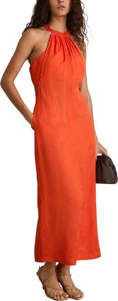 Reiss Erika Craft Stitch Linen-Blend Halter Dress