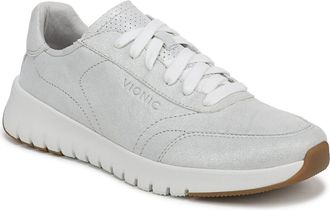 Vionic Uptown Metallic Suede Sneaker in Silver at Nordstrom, Size 9.5
