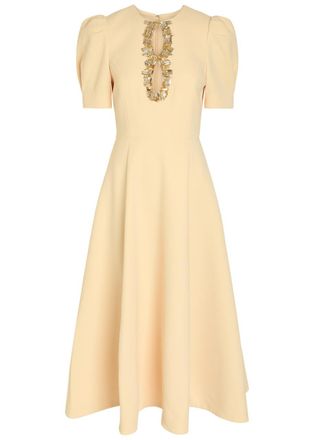 Rebecca Vallance Alexandrite Crystal-embellished Crepe Midi Dress - Yellow - 12 (UK12 / M)