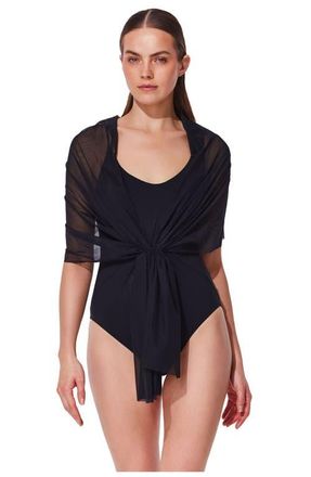 Gottex Yuri Flower Multi-Way Mesh One Piece in Black at Nordstrom, Size 12