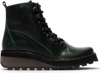 FLY London Fly London Womens Green Leather Lace-Up Ankle Boots - HAZI147