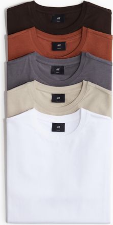 H&M 5er-Pack T-Shirts in Slim Fit - Orange