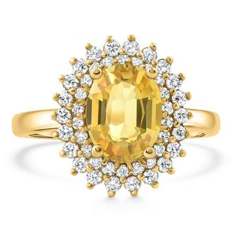 Pompeii3 2.93Ct Yellow Sapphire Diamond Ring Gold Lab Grown