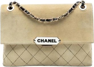 Chanel Pre-owned Vintage Su&egrave;de Schoudertas - Dames - Vintage Schoudertas - Beige - ONE Size - Su&egrave;de - Vintage