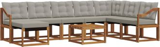 vidaXL Conjunto De Sof&aacute;s De Exterior 9 Uds. Natural Y Gris Claro Vidaxl