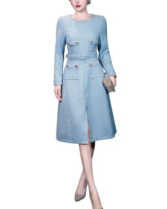 Burryco Blue Solid Midi Dress
