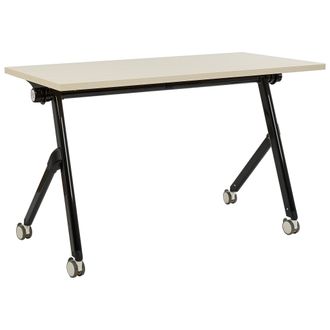 Beliani Beliani - Escritorio Rectangular Moderno Plegable Con Ruedas Mesa M&oacute;vil Port&aacute;til Estructura Met&aacute;lica 120 X 60 Cm Madera Clara Y Negro Bendi