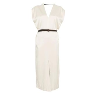 Brunello Cucinelli Dames, Jurken, Beige, Maat: L