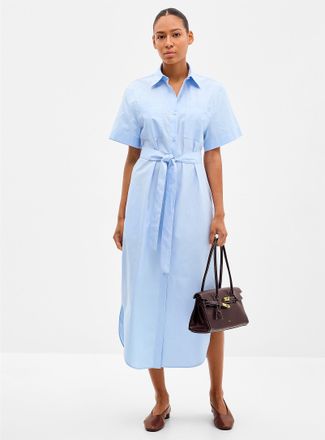 HUGO BOSS Womens Kinime sky blue belted shirtdress