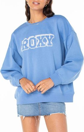 Roxy Morning Hike Oversize Logo Graphic Sweatshirt in Riviera Solid at Nordstrom, Size X-Large