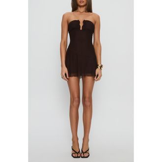 Princess Polly Love to Love Strapless Minidress in Brown at Nordstrom, Size 12