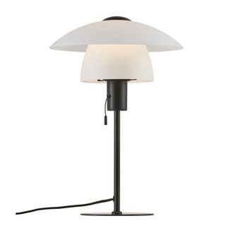 Nordlux L&aacute;mpara de mesa negro con 2 tulipas de cristal opal blanco