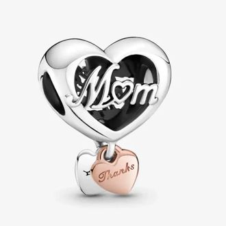 Pandora Mum And Heart Sterling Silver And Rose Charm