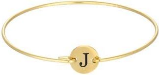 Adornia Tarnish Resistant 18K Gold Plated Initial Bangle Bracelet in Gold-J at Nordstrom Rack