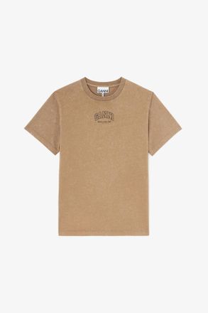 Ganni Coca Mocha Essentials Tee with Washed Effect - Size XXS Organic Cotton